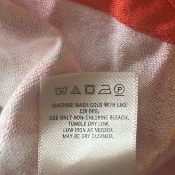 Anthropologie Maeve Banana Grove Denim Midi Skirt Sz 2 Orange & White Tropical - Picture 9 of 9